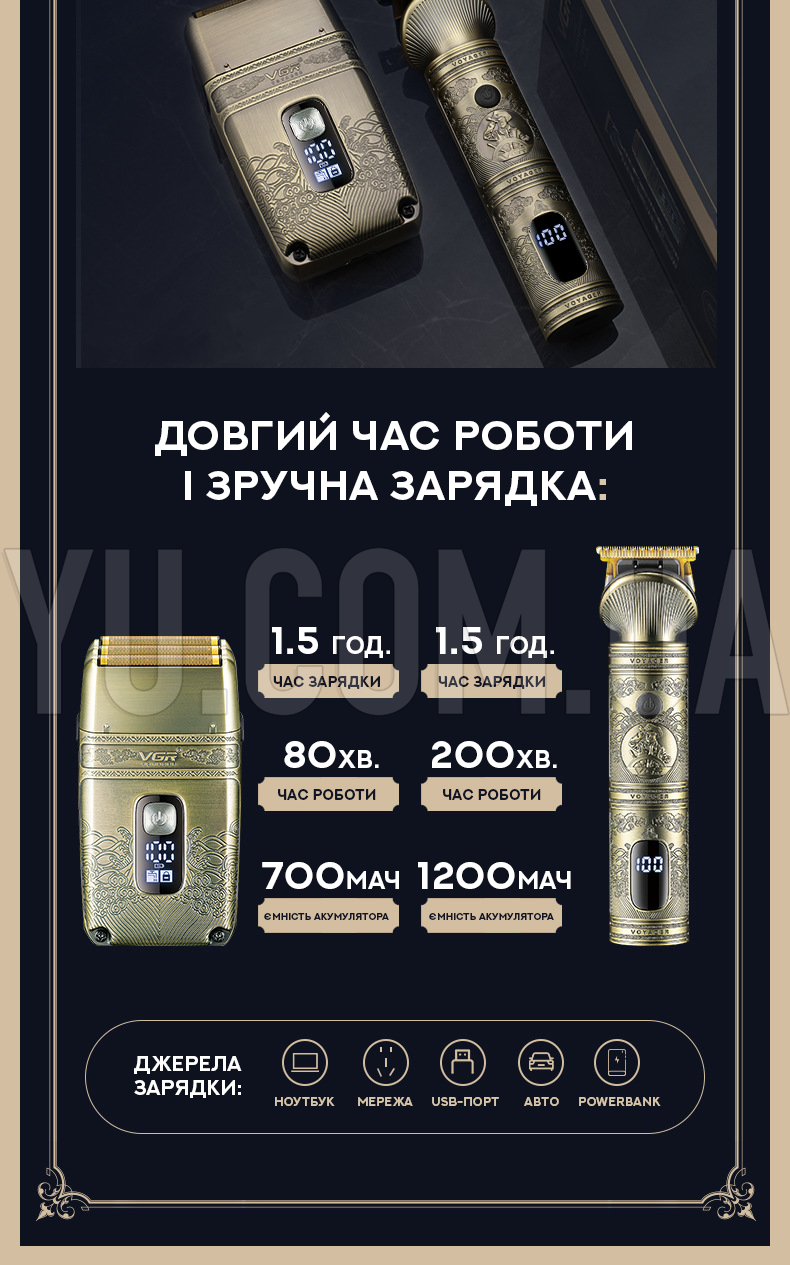 Шейвер та триммер/машинка для стрижки волосся VGR V-649 Шейвер та триммер/машинка для стрижки волосся VGR V-649